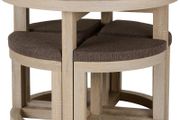 Cambourne Stowaway Dining Set in Sonoma Oak Effect Veneer/Brown Linen Fleck