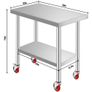 Stainless Steel Work Table 30 x 18 x 34 Inch, 700 LBS Load Capacity with 4 Wheels, 3 Adjustable Height Levels, Heavy Duty Food Prep Worktable Image 3