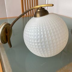 White plastic and brass wall ball pendant