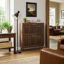 Shoe Storage Cabinet with 2 Flip Slatted Drawers, Narrow Wood Shoe Cabinet with Gold Handle, Hidden Entryway Shoe Organizer for Hallway, Foyer, Walnut Image 6