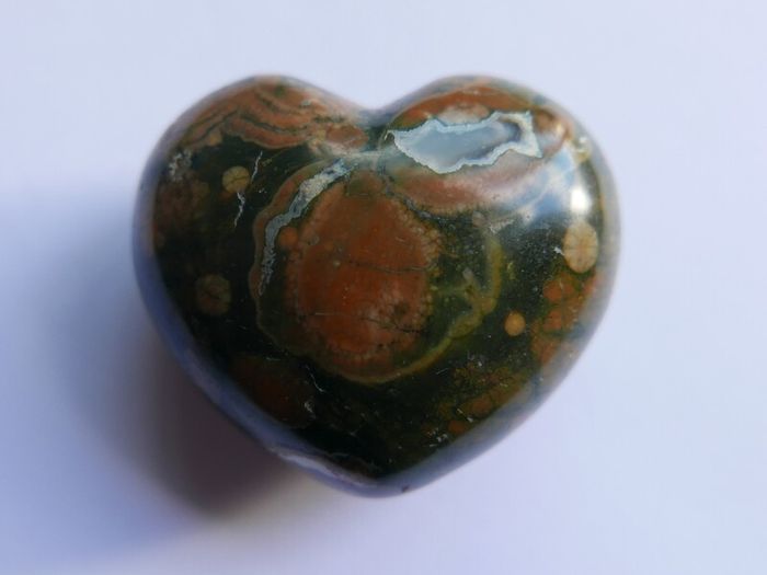 2" Multicolor Rhyolite Jasper Puffy Heart Crystal Mineral Stone