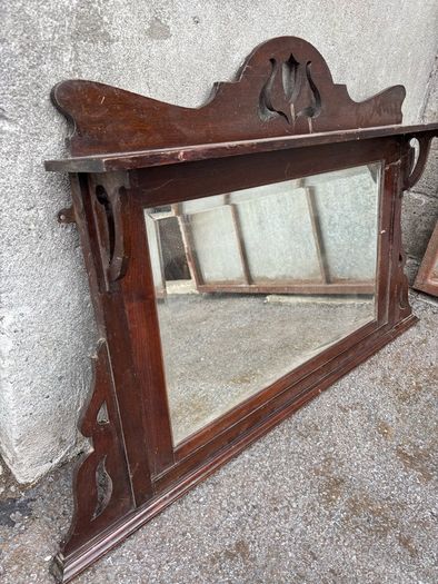Wooden over mantel mirror