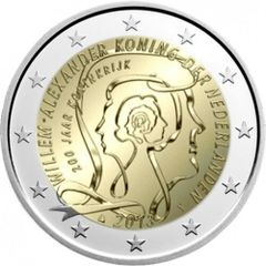 Netherlands 2 Euro Commemorative Coin 2013 - 200 Anniversary of the Kingdom. Uncirculated.