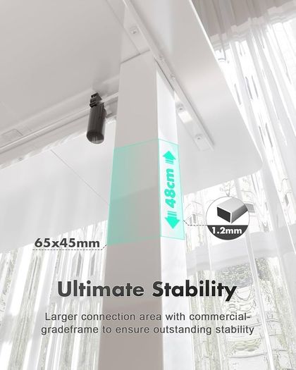 Electric Standing Desk 120x60cm Sit Stand Table Height Adjustable with Backpack Hook and Memory Smart Pannel, Home Office, White