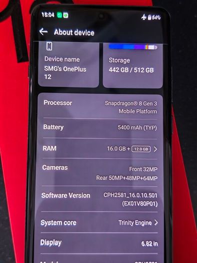 One Plus 12 - 512gb, Ram - 16gb, Dual Sim!