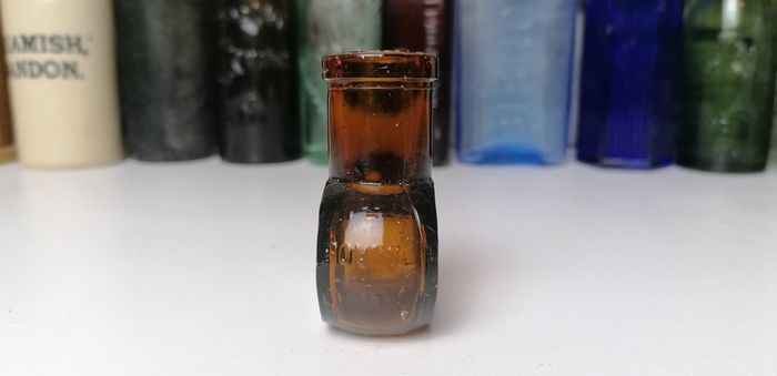 78 - Vintage 2oz Bovril Dark Brown Glass Embossed Letters Jar