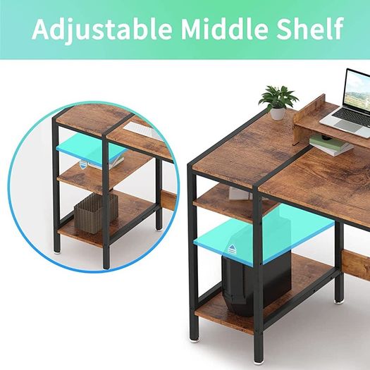 Computer Desk with Storage Shelves Study Gaming Desk for Small Spaces, Laptop Desk Rustic Writing Table for Home Office, Workstation with Large Monitor Stand (FREE SHIPPING)