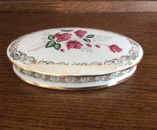 Vintage French limogies large Ceramic trinket lidded dish