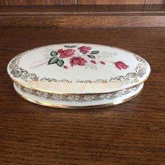 Vintage French limogies large Ceramic trinket lidded dish