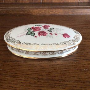 Vintage French limogies large Ceramic trinket lidded dish