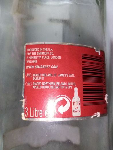 big. 3Litre.   smirnoff. bottle