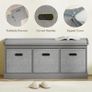 Three-Drawer Shoe Storage Bench, with Padded Top Seat - Grey Image 5