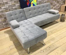 AROA XS Corner Sofa Bed, Grey velvet