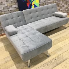 AROA XS Corner Sofa Bed, Grey velvet