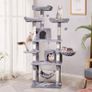 NEW SALE | Cat Tree Tower 170cm Cat Scratching Post with Condos, Basket, Hammock & Plush Perches for Kittens, Large Cats, Light Grey Image 3