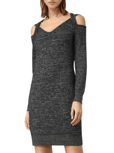 ALL SAINTS Wool Open Shoulders Knit Dress
