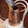 Vintage Hammered Copper & Brass Coal Scuttle with Scoop Image 2
