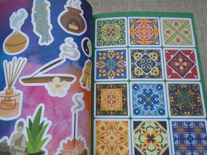 Calming,Meditative and mindful activity,Colour  book. Hardback book, Activity book, Stickers