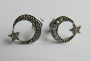 Vintage Sterling Silver 925  Moon and Star Stud Earrings 1,3g