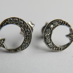 Vintage Sterling Silver 925  Moon and Star Stud Earrings 1,3g