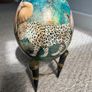 Authentic African Ostrich Egg Art & Vintage Horn/Brass Stand Image 4