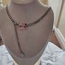 Chunky Chain Necklace with Pink B Pendant Image 4