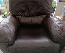 Brown leather recliner