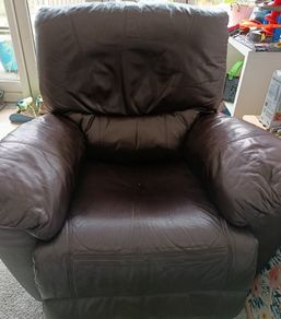 Brown leather recliner