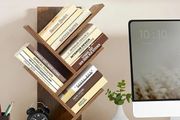 Tree Bookshelf, 5-Tier Floor Standing Bookcase, Space-Saving Corner Shelf, with Wooden Shelves for Bedroom, Living Room, Home Office, Rustic Brown