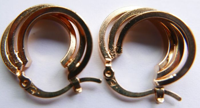 Vintage Gold Plated Triple Hoop Earrings