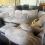 Beige corduroy corner sofa set Image 6
