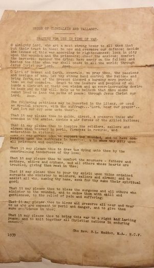 WW2 Union of Clondalkin and Tallaght parishes