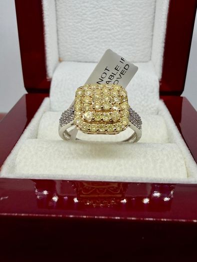 Gold SGL Certified - Natural Yellow Diamond & White Diamond Ring in 9K Yellow & White Gold 1.00 Ct.