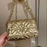 Zara Gold Quilted Chain Shoulder Bag / Evening Bag Image 2