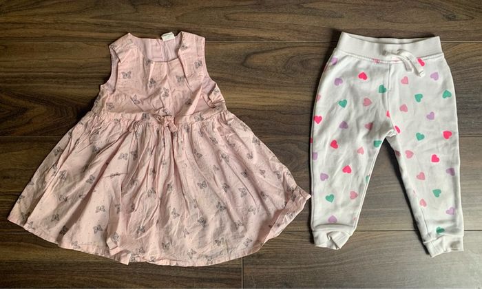 Baby Girls H&M Dress & Heart Print Trackie Bottoms 12-18mths (OR FREE WITH ANY PURCHASE)