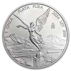 2024 Mexico 1 Onza 1 oz Mexican Libertad Silver Bullion Coin BU ( In Capsule)