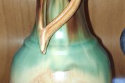 Glazed  Art Pottery Vase/Jug, mint green &amp; sand tone shades, Spanish M.G.Arroyo style, H 17,5 cm