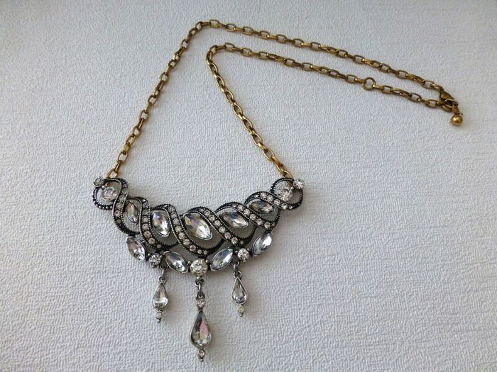 Art Deco Vintage Style Crystal Gold Necklace