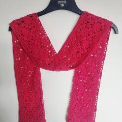 Shocking Pink Crochet Scarf