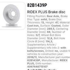 Pair of rear break disc Nissan Qashqai