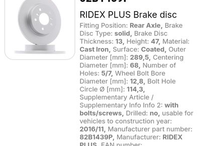 Pair of rear break disc Nissan Qashqai