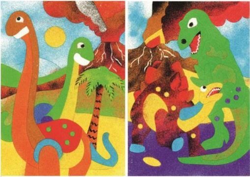 Sand art  cards pictures with glue