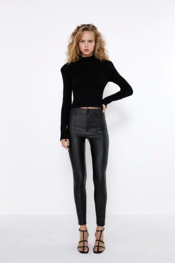 Zara Faux Leather High Waist Leggings