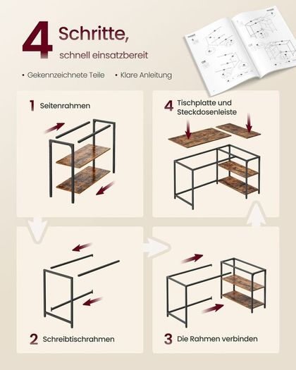 L Shaped Corner Desk with Storage Shelves