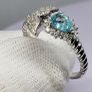 Sterling silver (Sz: T or P) Lagoon Apatite & White Zircon Fancy Ring in Rhodium Overlay Sterling Silver 1.25 Ct. Image 8