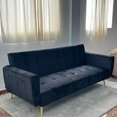 PRICE REDUCTION Velvet Sofa Bed Golden Legs black