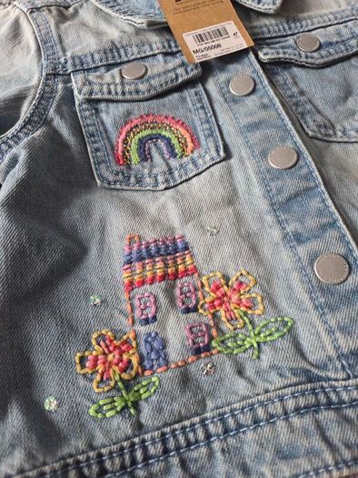 Brand New Next Girls Embroidered Denim Jacket 18-24 months