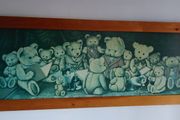 Vintage J.R. Sanders Large Framed Teddy Bear Print