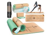 KESSER Yoga Mat Cork Incl. Carrying Strap Bag &amp; Yoga Block Gymnastics Mat Yoga Mat Non-Slip Made of Natural Rubber TPE Fitness Mat, 183 x 62
