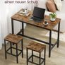 Bar table set, bar table with 2 bar stools, kitchen counter with bar stools, kitchen table and kitchen chairs in industrial design, for kitchen, 120 x 60 x 90 cm, Grey-black Image 6